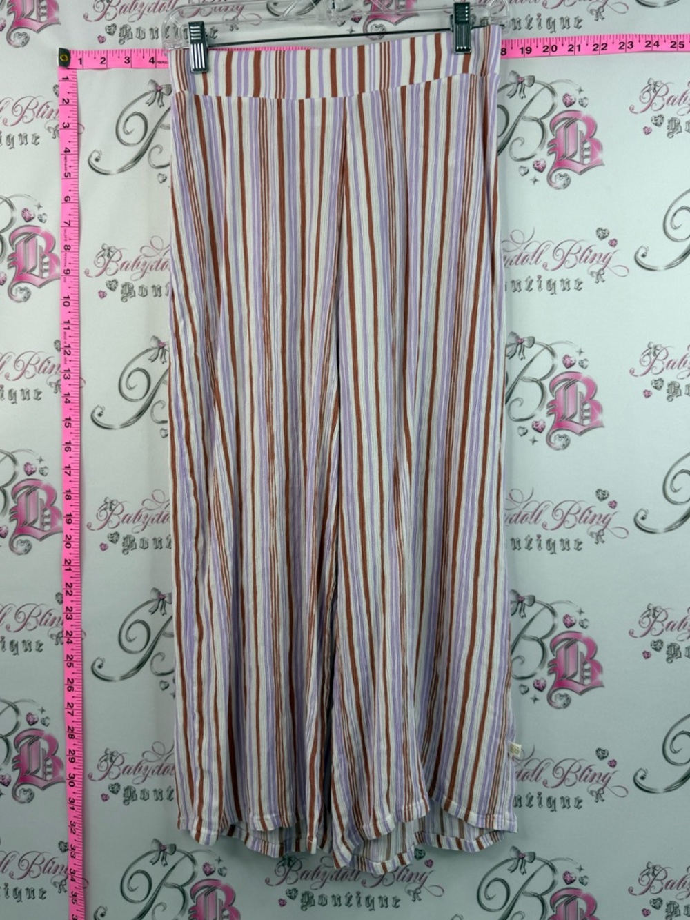 La vie en rose aqua pants Striped Wide-Leg Palazzo Pants - White, Tan, Rust